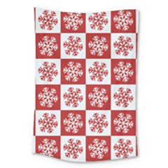 Snowflake Red White Large Tapestry by HermanTelo