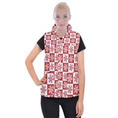 Snowflake Red White Women s Button Up Vest