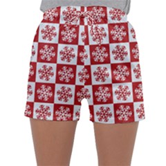 Snowflake Red White Sleepwear Shorts