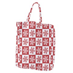 Snowflake Red White Giant Grocery Tote