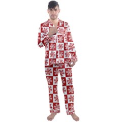 Snowflake Red White Men s Satin Pajamas Long Pants Set by HermanTelo