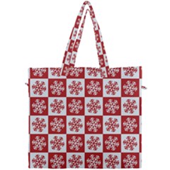 Snowflake Red White Canvas Travel Bag by HermanTelo