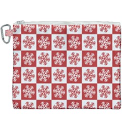 Snowflake Red White Canvas Cosmetic Bag (XXXL)