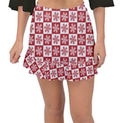 Snowflake Red White Fishtail Mini Chiffon Skirt