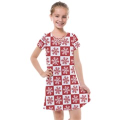 Snowflake Red White Kids  Cross Web Dress