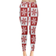 Snowflake Red White Inside Out Leggings