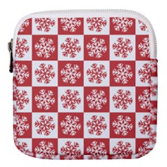 Snowflake Red White Mini Square Pouch