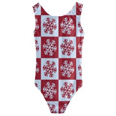 Snowflake Red White Kids  Cut-out Back One Piece Swimsuit by HermanTelo