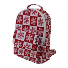 Snowflake Red White Flap Pocket Backpack (Large)