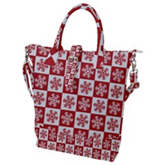 Snowflake Red White Buckle Top Tote Bag