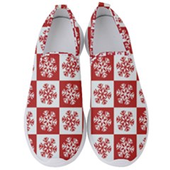 Snowflake Red White Men s Slip On Sneakers