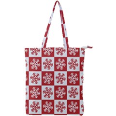 Snowflake Red White Double Zip Up Tote Bag