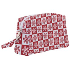 Snowflake Red White Wristlet Pouch Bag (Large)