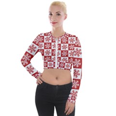 Snowflake Red White Long Sleeve Cropped Velvet Jacket