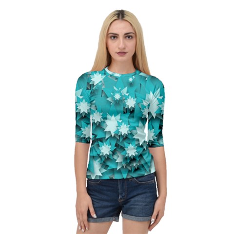 Stars Christmas Ice 3d Quarter Sleeve Raglan Tee by HermanTelo