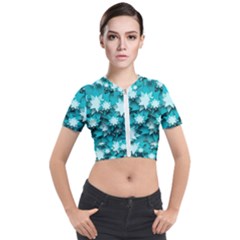 Stars Christmas Ice 3d Short Sleeve Cropped Jacket by HermanTelo