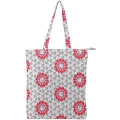 Stamping Pattern Red Double Zip Up Tote Bag