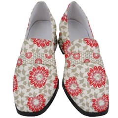 Stamping Pattern Red Women s Chunky Heel Loafers