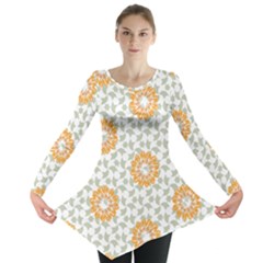 Stamping Pattern Yellow Long Sleeve Tunic 