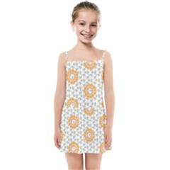 Stamping Pattern Yellow Kids  Summer Sun Dress