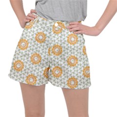 Stamping Pattern Yellow Ripstop Shorts