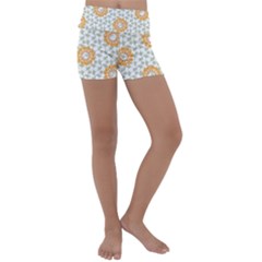 Stamping Pattern Yellow Kids  Lightweight Velour Yoga Shorts