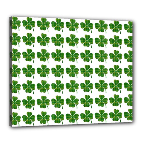 Shamrocks Clover Green Leaf Canvas 24  X 20  (stretched) by HermanTelo