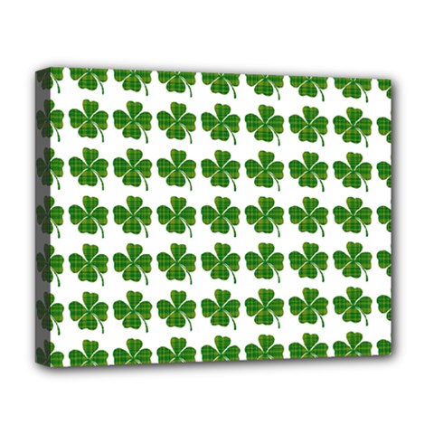 Shamrocks Clover Green Leaf Deluxe Canvas 20  X 16  (stretched) by HermanTelo