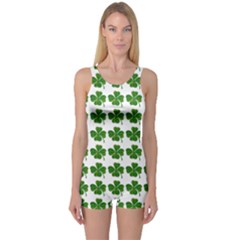 Shamrocks Clover Green Leaf One Piece Boyleg Swimsuit