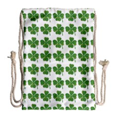 Shamrocks Clover Green Leaf Drawstring Bag (large) by HermanTelo