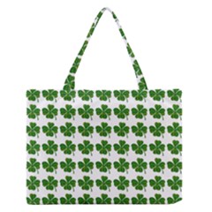 Shamrocks Clover Green Leaf Zipper Medium Tote Bag by HermanTelo