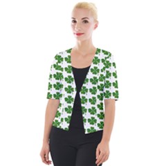 Shamrocks Clover Green Leaf Cropped Button Cardigan