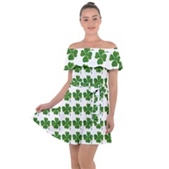 Shamrocks Clover Green Leaf Off Shoulder Velour Dress