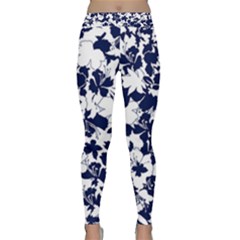 Navy & White Floral Design Classic Yoga Leggings by WensdaiAmbrose