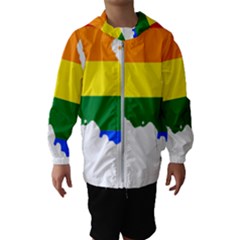 LGBT Flag Map of Armenia Kids  Hooded Windbreaker