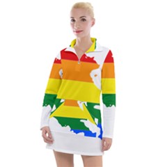 Lgbt Flag Map Of Armenia Women s Long Sleeve Casual Dress by abbeyz71