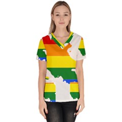 Lgbt Flag Map Of Armenia Women s V-neck Scrub Top by abbeyz71