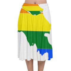 LGBT Flag Map of Armenia Velvet Flared Midi Skirt