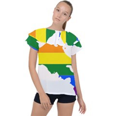 LGBT Flag Map of Armenia Ruffle Collar Chiffon Blouse