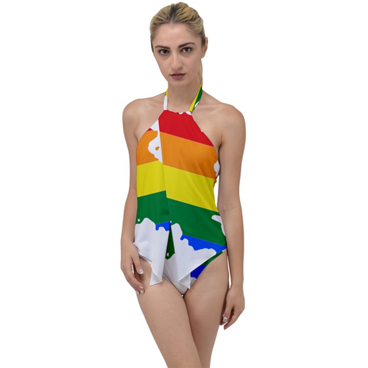 LGBT Flag Map of Armenia Go with the Flow One Piece Swimsuit