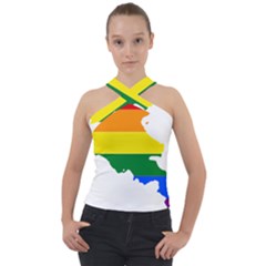 LGBT Flag Map of Armenia Cross Neck Velour Top