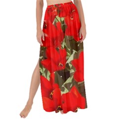 Columbus Commons Red Tulips Maxi Chiffon Tie-up Sarong by Riverwoman