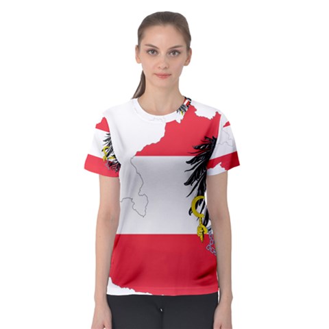 Flag Map Of Austria  Women s Sport Mesh Tee by abbeyz71