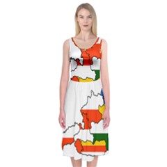 Austrian States Flag Map Midi Sleeveless Dress by abbeyz71