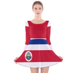 National Flag Of Costa Rica Long Sleeve Velvet Skater Dress by abbeyz71