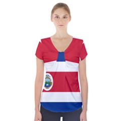 National Flag Of Costa Rica Short Sleeve Front Detail Top by abbeyz71