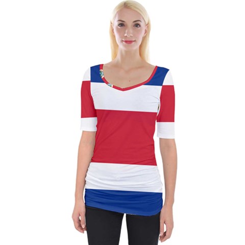 National Flag Of Costa Rica Wide Neckline Tee by abbeyz71