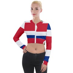 National Flag Of Costa Rica Long Sleeve Cropped Velvet Jacket by abbeyz71