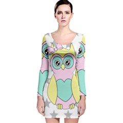 Sowa Child Owls Animals Long Sleeve Velvet Bodycon Dress by Sapixe