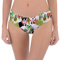 Corgis Hula Pattern Reversible Classic Bikini Bottoms by Sapixe